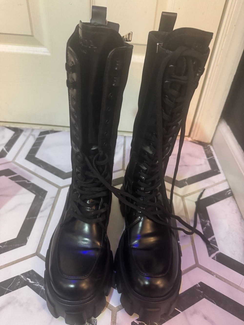 Prada NWT Chunky Black Combat Boots with Side Zipper - Picture 3 of 12